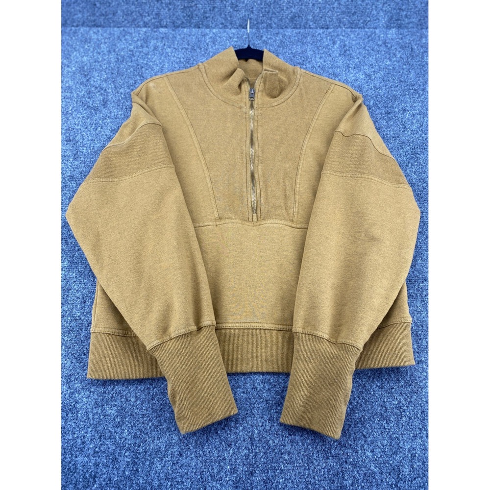Free People Movement Quinn Quarter Zip Sweatshirt Women S Tan Ochre Pullover